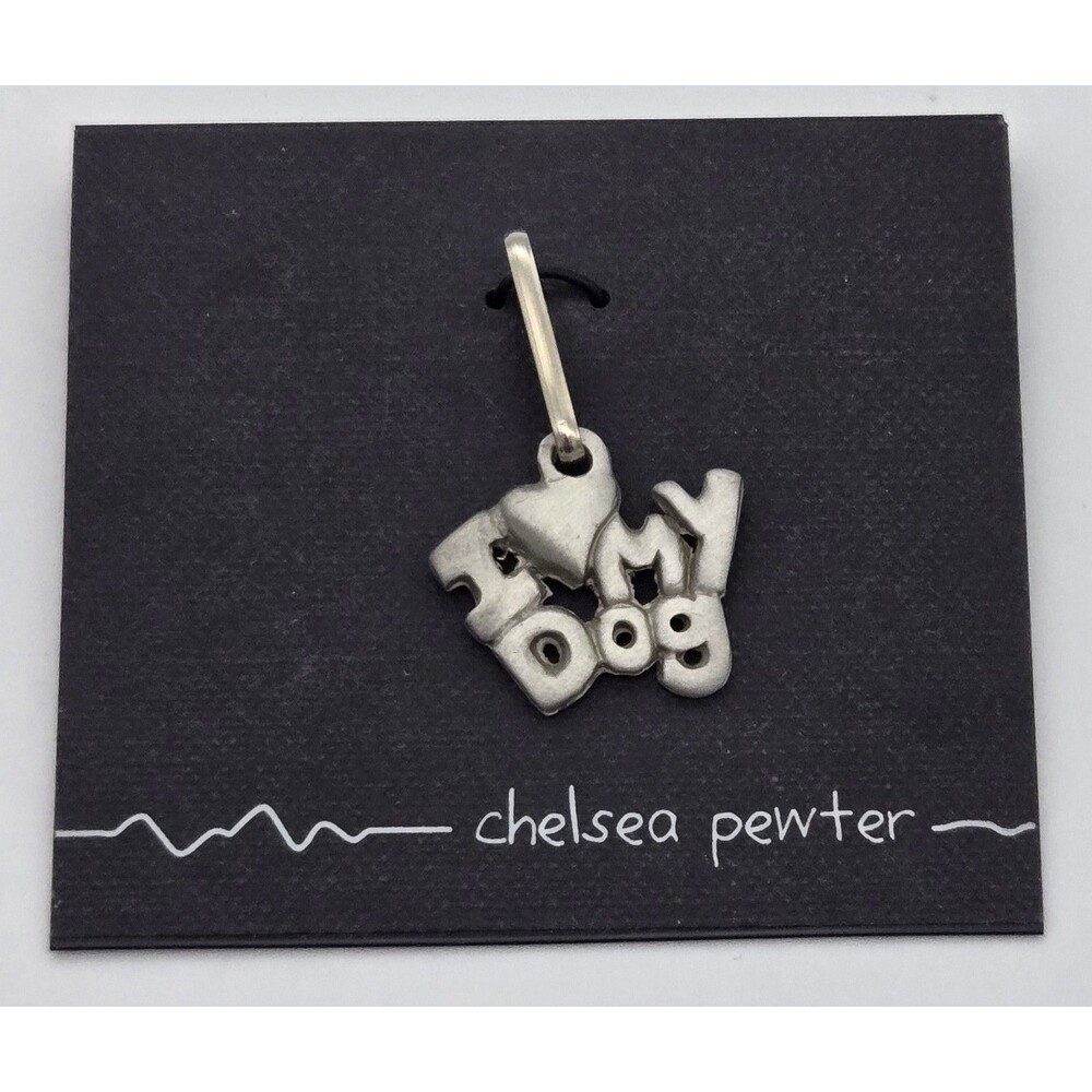Chelsea Pewter I Heart My Dog‎ Charm Vintage Pet Lover Jewelry Accessory